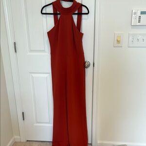 Bebe Burnt Orange Halter Jumpsuit with Palazzo Legs Like New, Looks Gorgeous On!